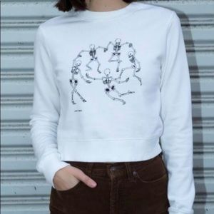 brandy melville cropped skeleton sweatshirt